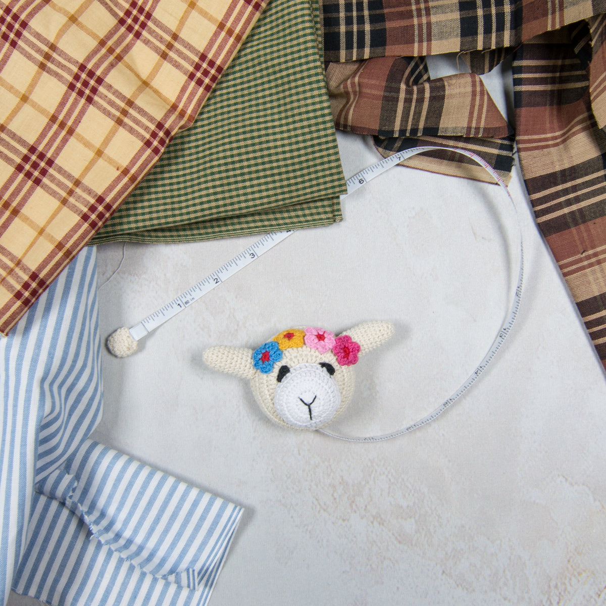 Handmade Crochet Llama Measuring Tape