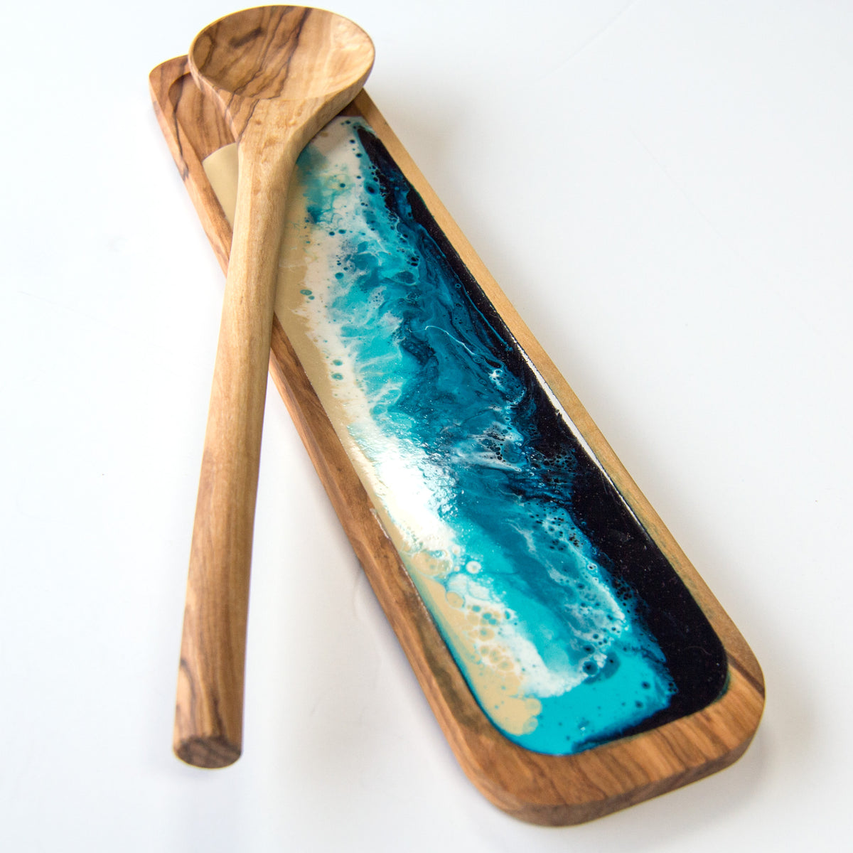 Ocean Design Olive Wood Spoon Rest and Spoon