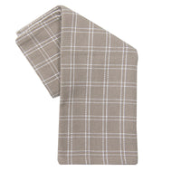 Tea Towel - Dunroven House Basket Weave Box Check Taupe and White