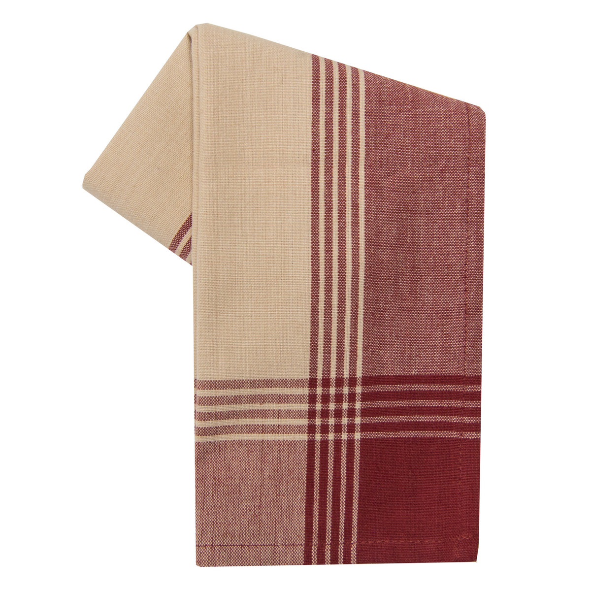 2 NWT Dunroven House Cotton Kitchen Towels• Dark Green/Burgundy Red Stripes