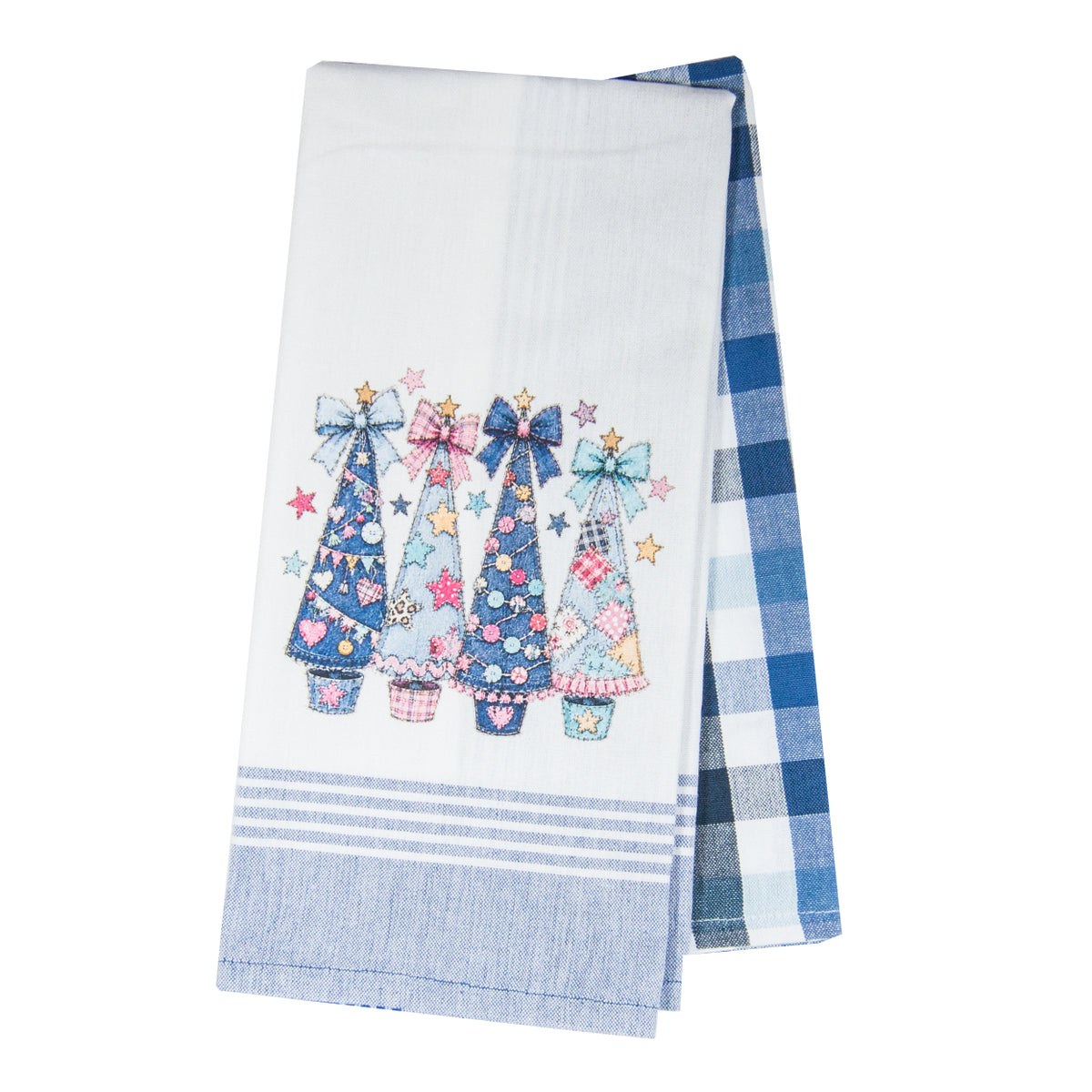 Tea Towel Set of 2 - Whimsical Denim Trees