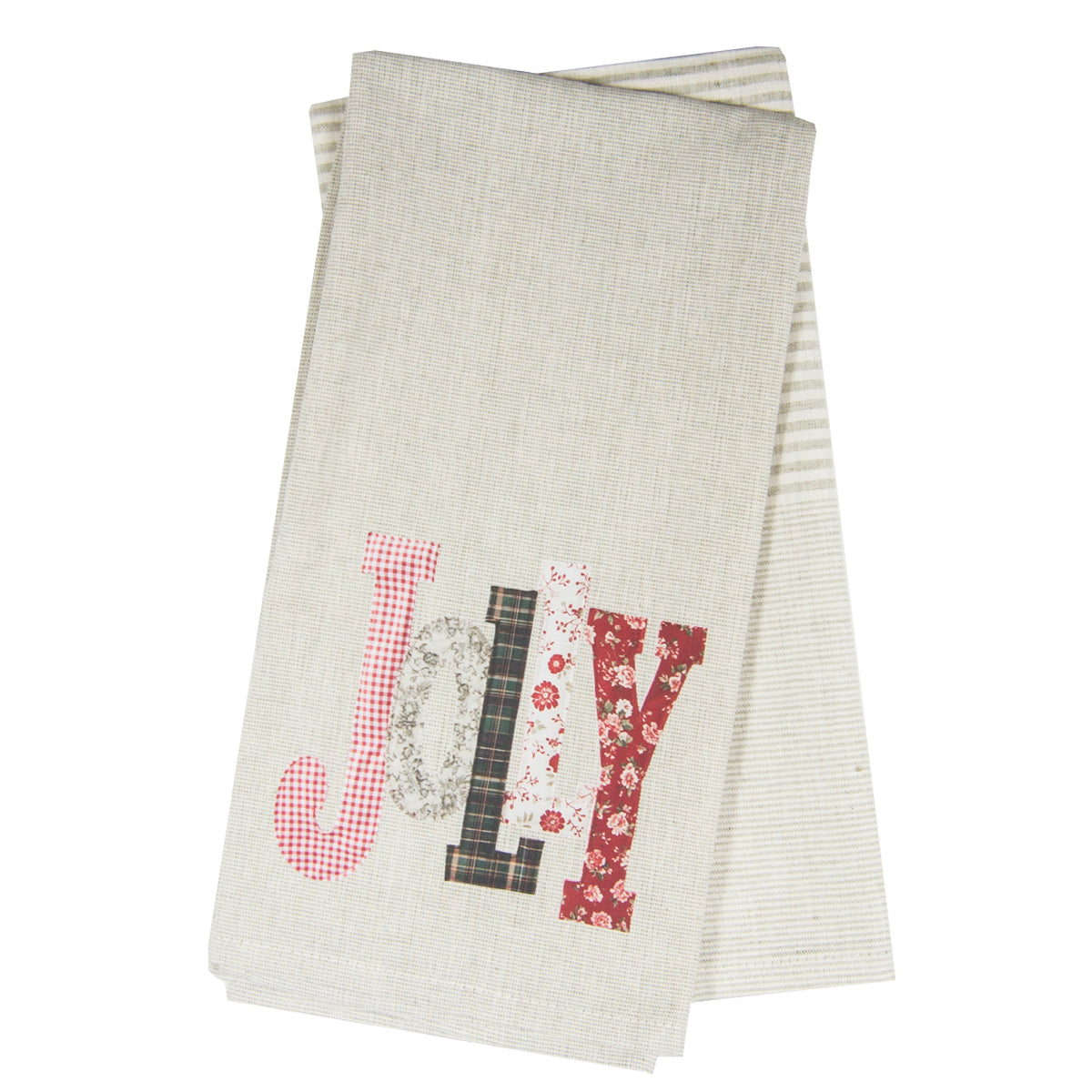 Tea Towel Set of 2 - Faux Quilted Jolly