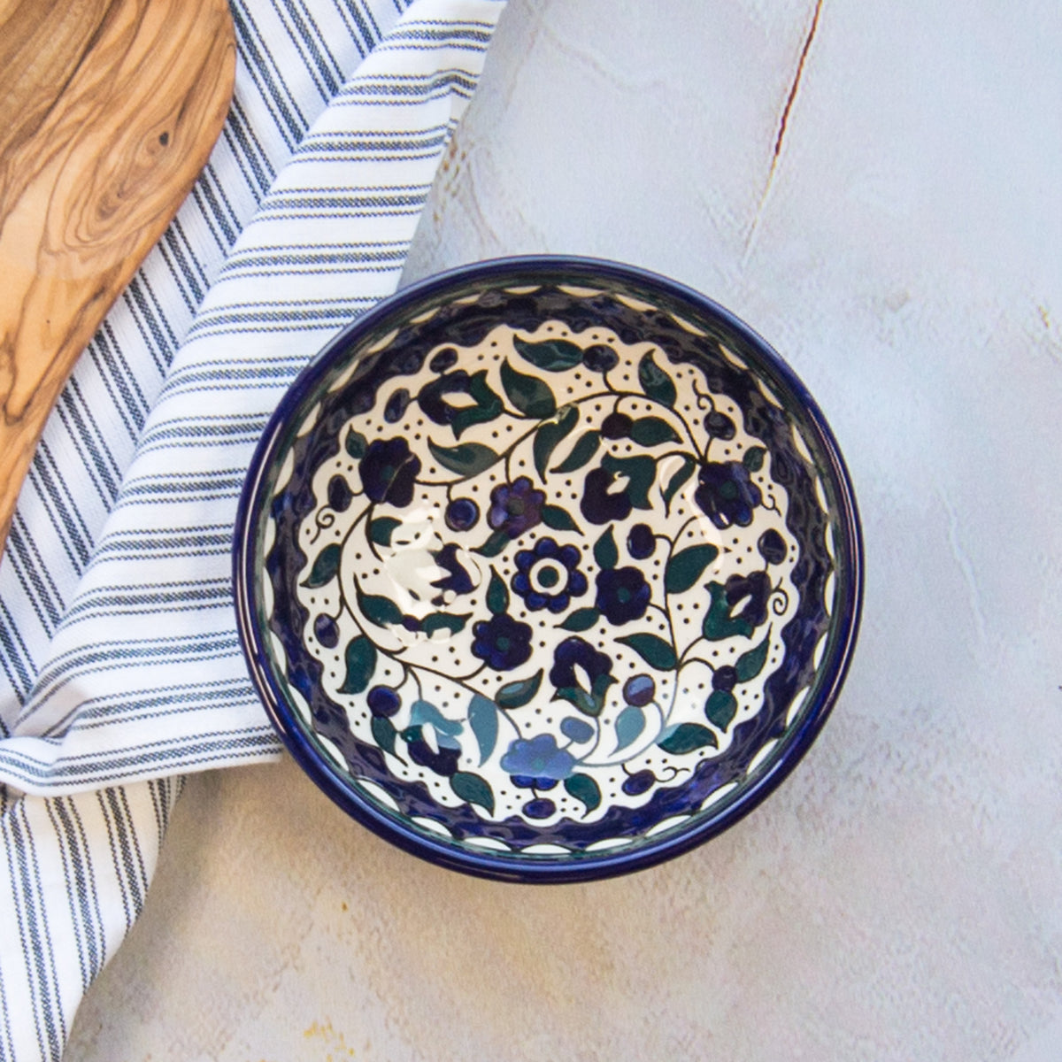 Hand-Painted Blue Floral Small Bowl