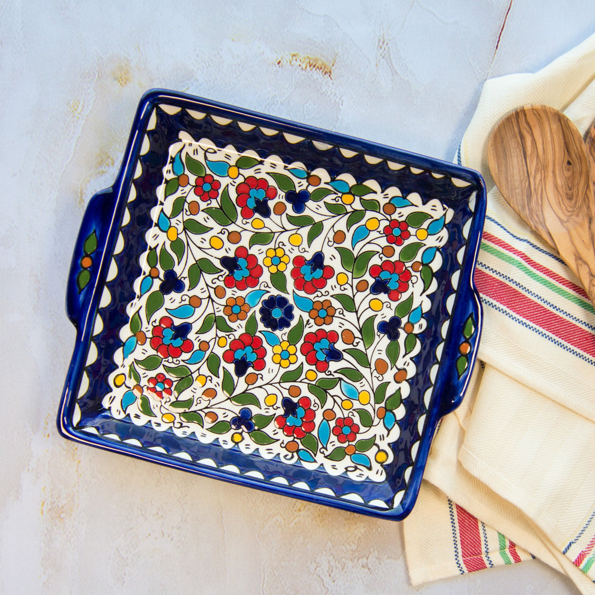 Hand-Painted Daisies Serving Dish