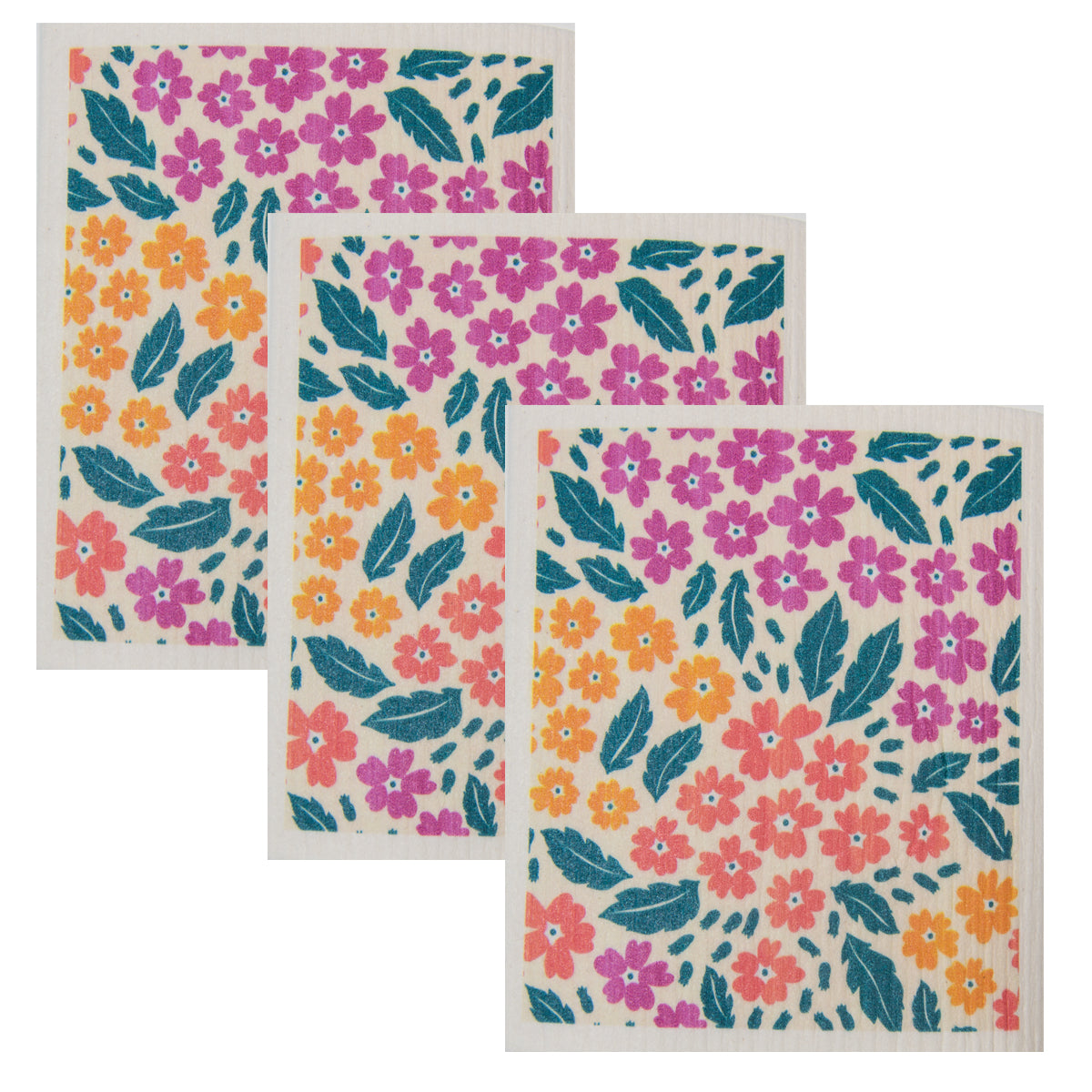 Swedish Dish Cloth Set of 3 - Summer Flowers