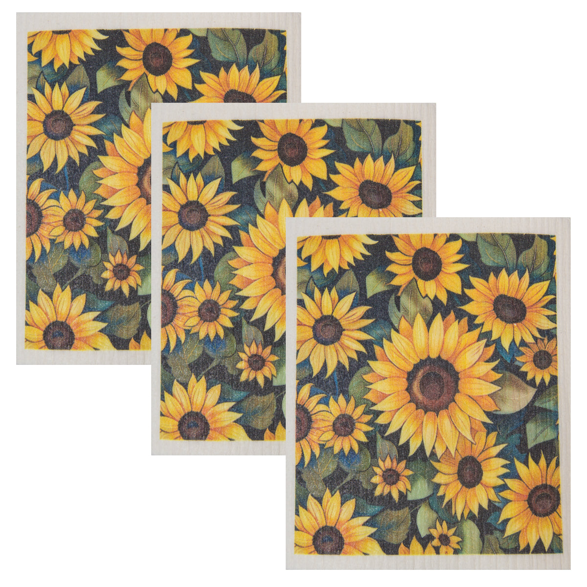 Swedish Dish Cloth Set of 3 - Summer Sunflower