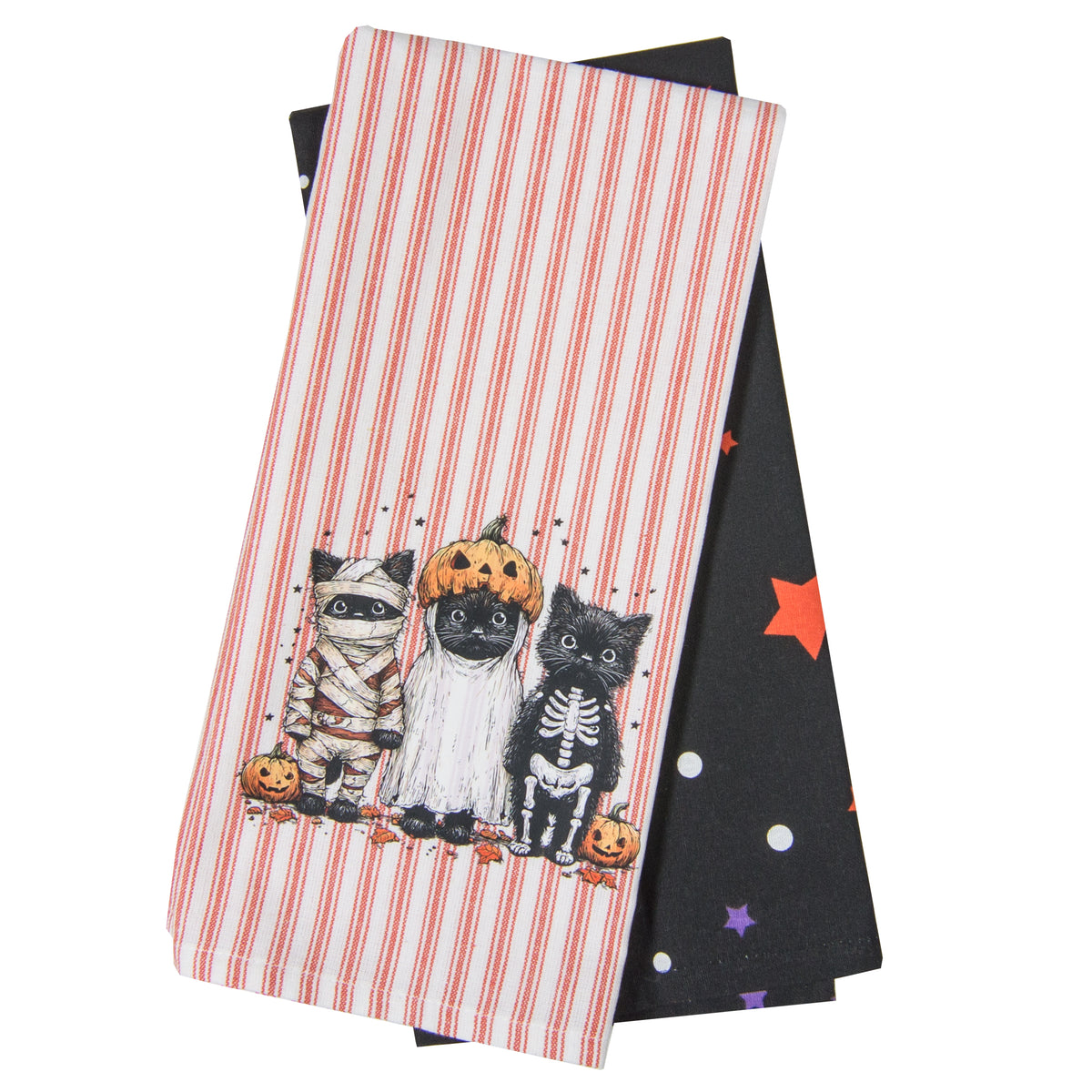 Tea Towel Set of 2 - Halloween Kittens