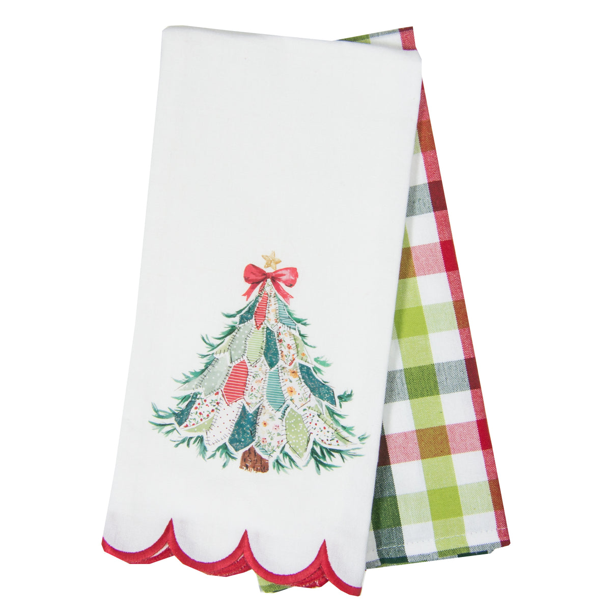 Tea Towel Set of 2 - Patchwork Bright Tree
