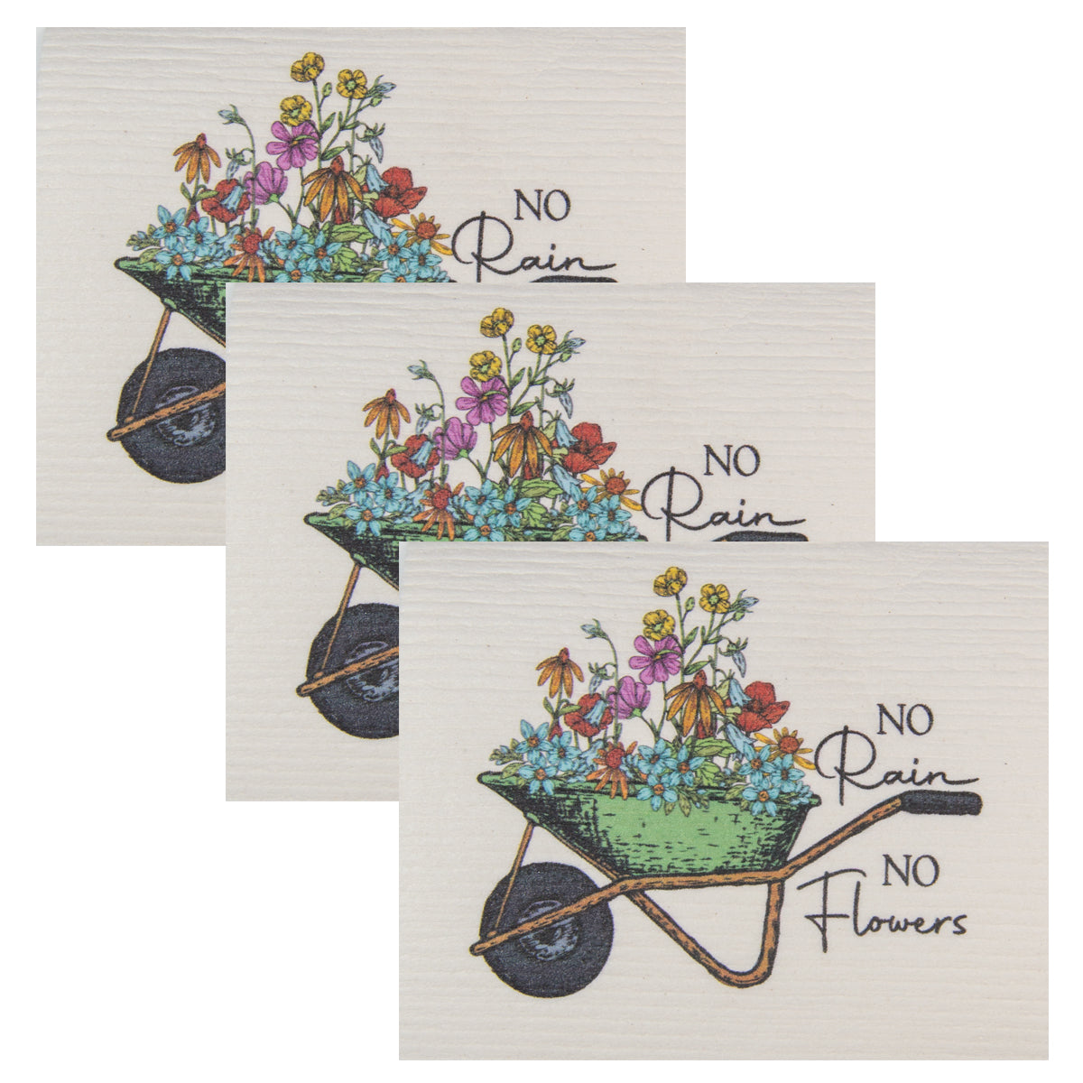 Swedish Dish Cloth Set of 3 - Flowering Wheelbarrow