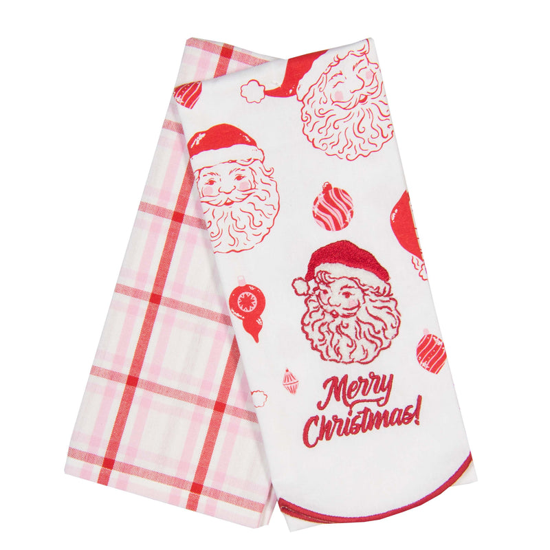 Tea Towel Set of 2 - Vintage Santas