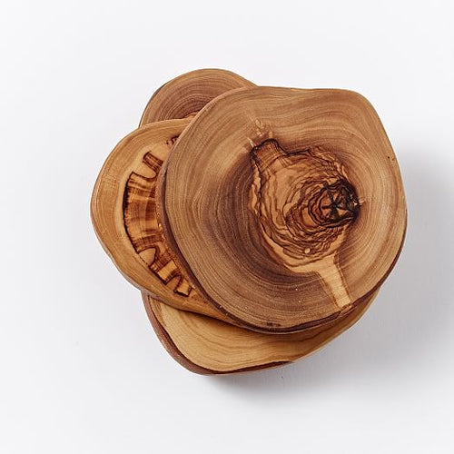 Round Olive Wood Coasters 4 Pack