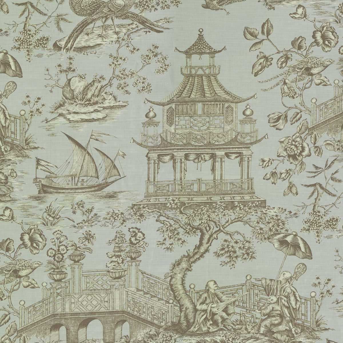 Williamsburg Chinoiserie Toile - Spa 750700 Upholstery Fabric