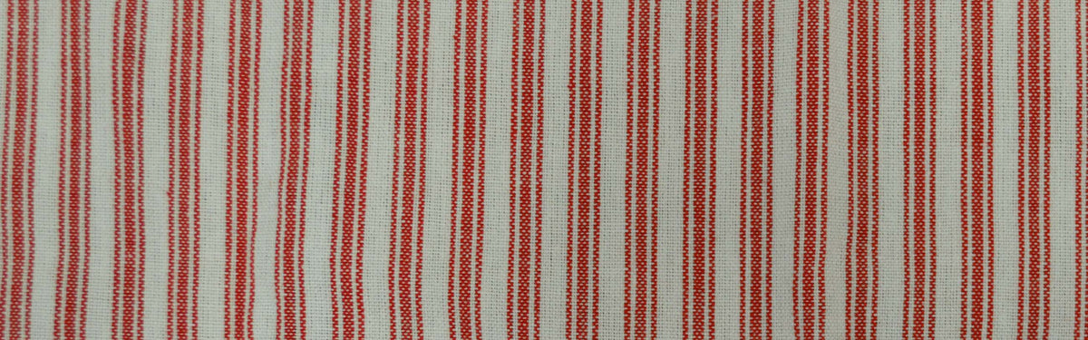 Toweling Fabric - Ticking Stripe Red/White