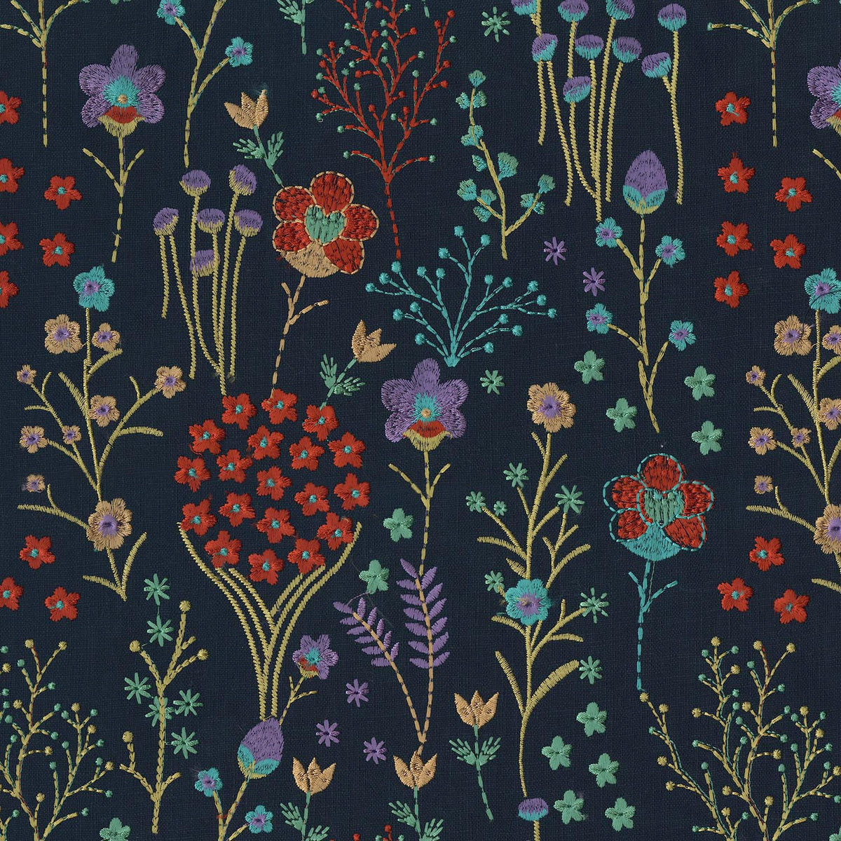 P/K Lifestyles Floral Feast Embroidery - Twilight 410522 Upholstery Fabric