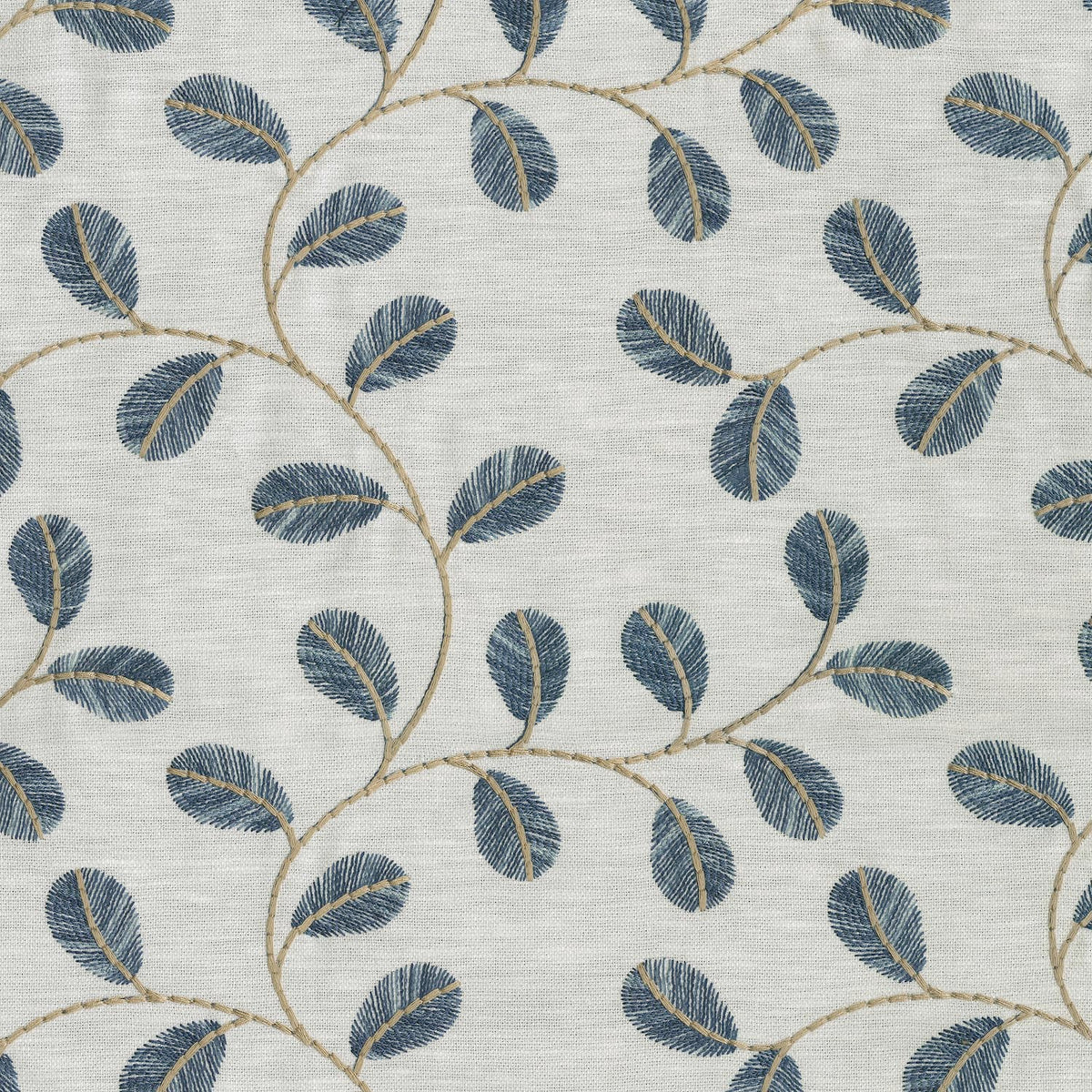 P/K Lifestyles Leaf Love Embroidery - Lapis 410532 Upholstery Fabric