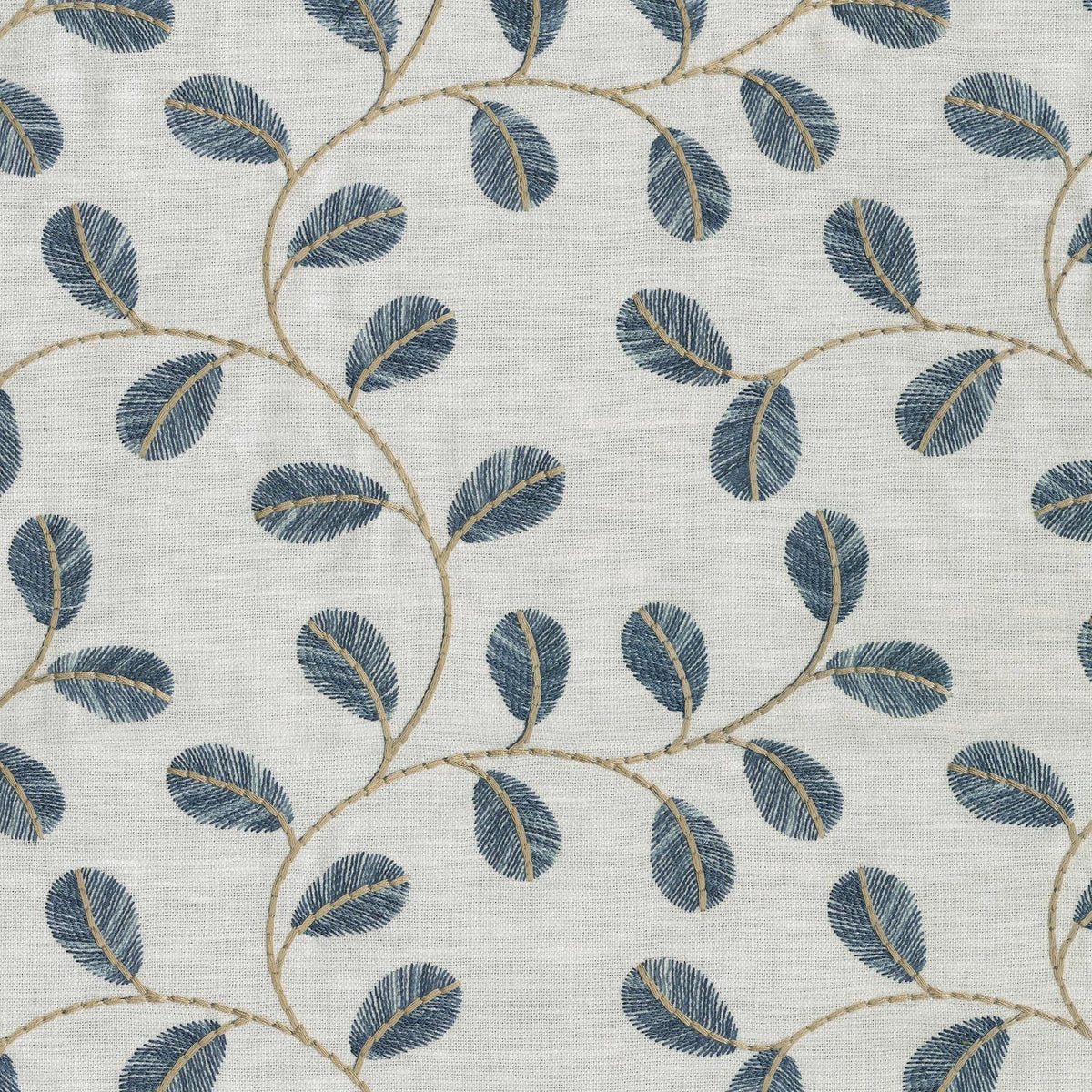 P/K Lifestyles Leaf Love Embroidery - Lapis 410532 Fabric Swatch