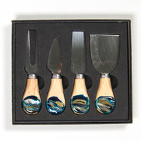 Navy and Gold Design Cheese Knives Set of 4