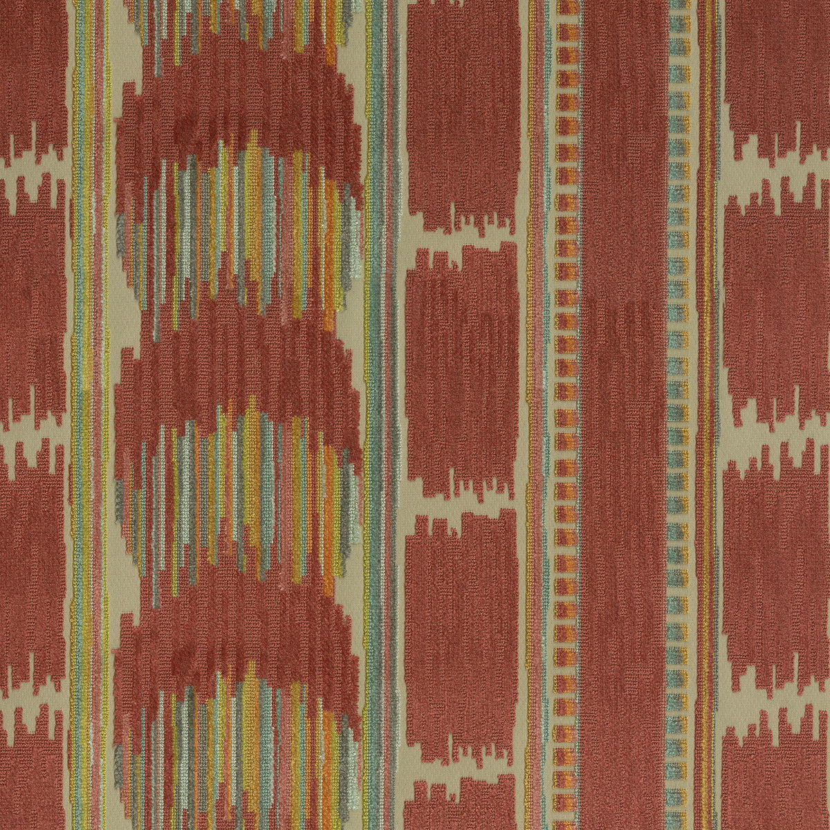 P/K Lifestyles Velvet Ikat - Carnival 411540 Tela para tapicería