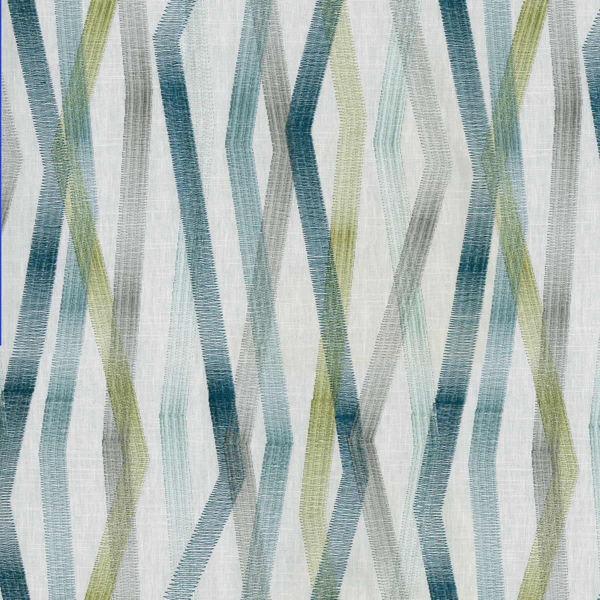Novogratz Zig Zag Embroidery - Poolside 180220 Upholstery Fabric