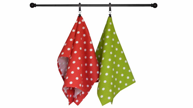 Christmas Seasonal Towel Set of 2 - Bright Red and Lime Green Polka Dot
