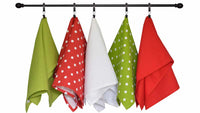 Christmas Seasonal Towel Set of 5 - Bright Red and Lime Green Polka Dot