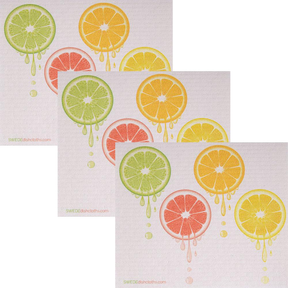 Swedish Dishcloth Set of 3 - Dripping Fruit