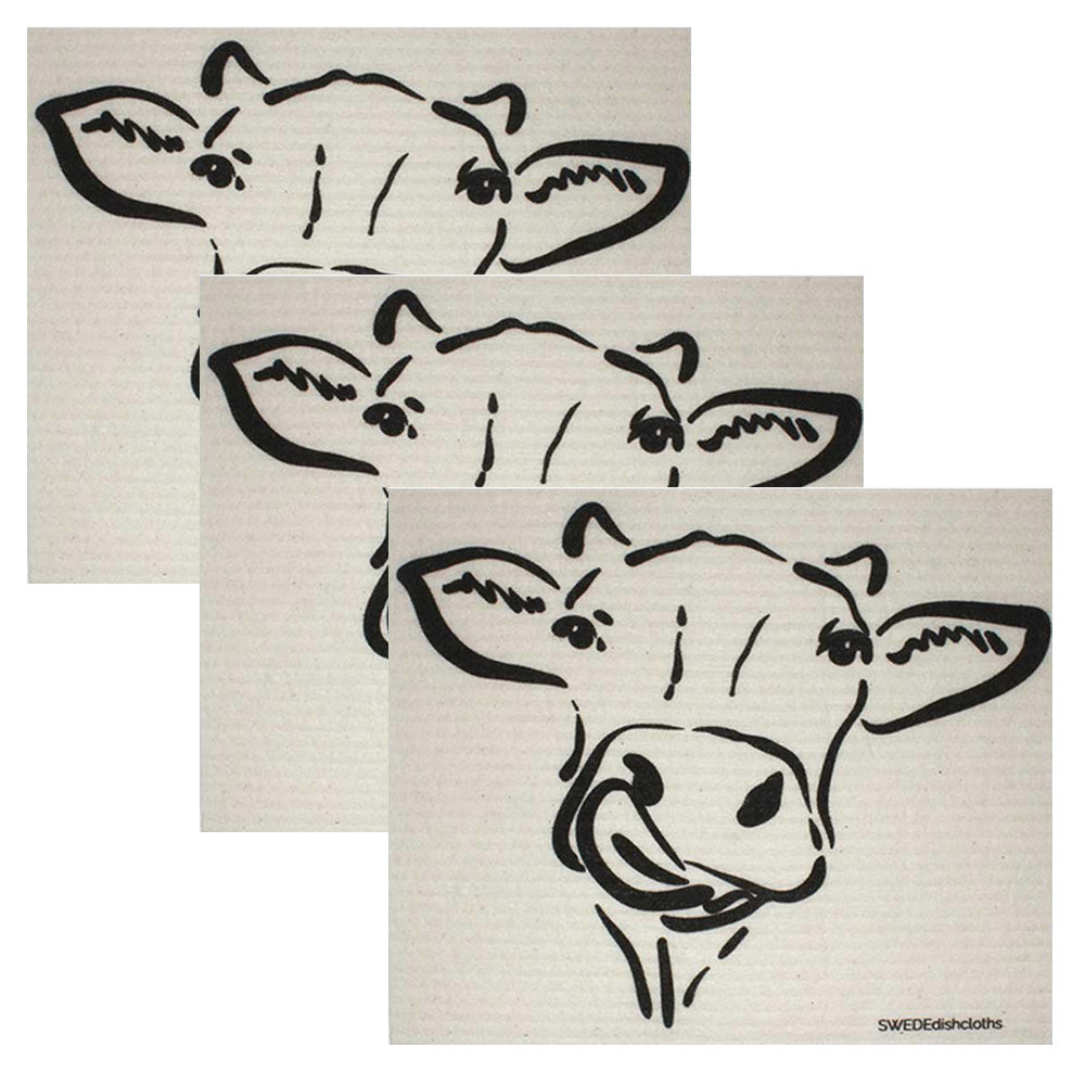 Swedish Dishcloth Set of 3 - Cow Silhouette
