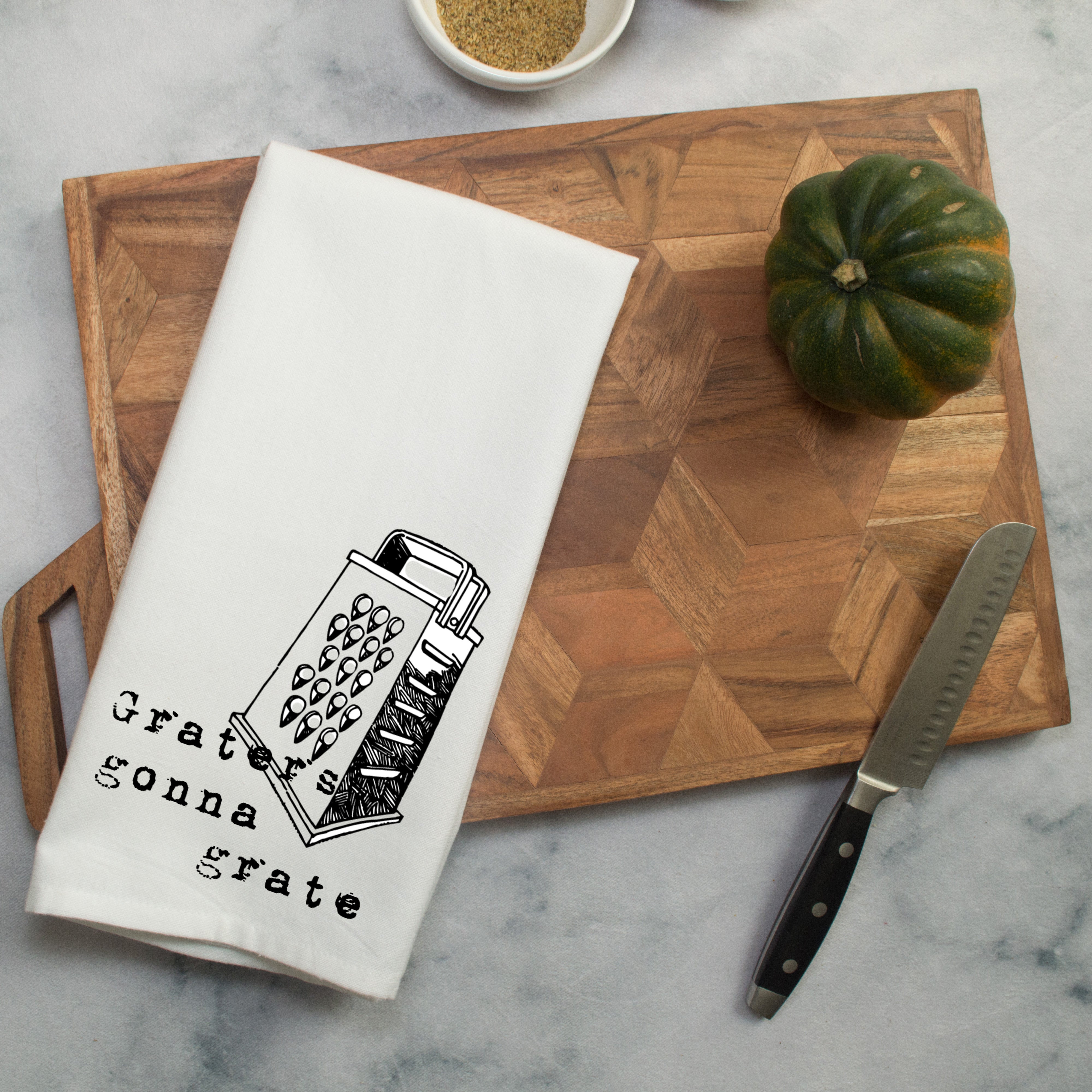 Graters Gonna Grate Printed Tea Towel
