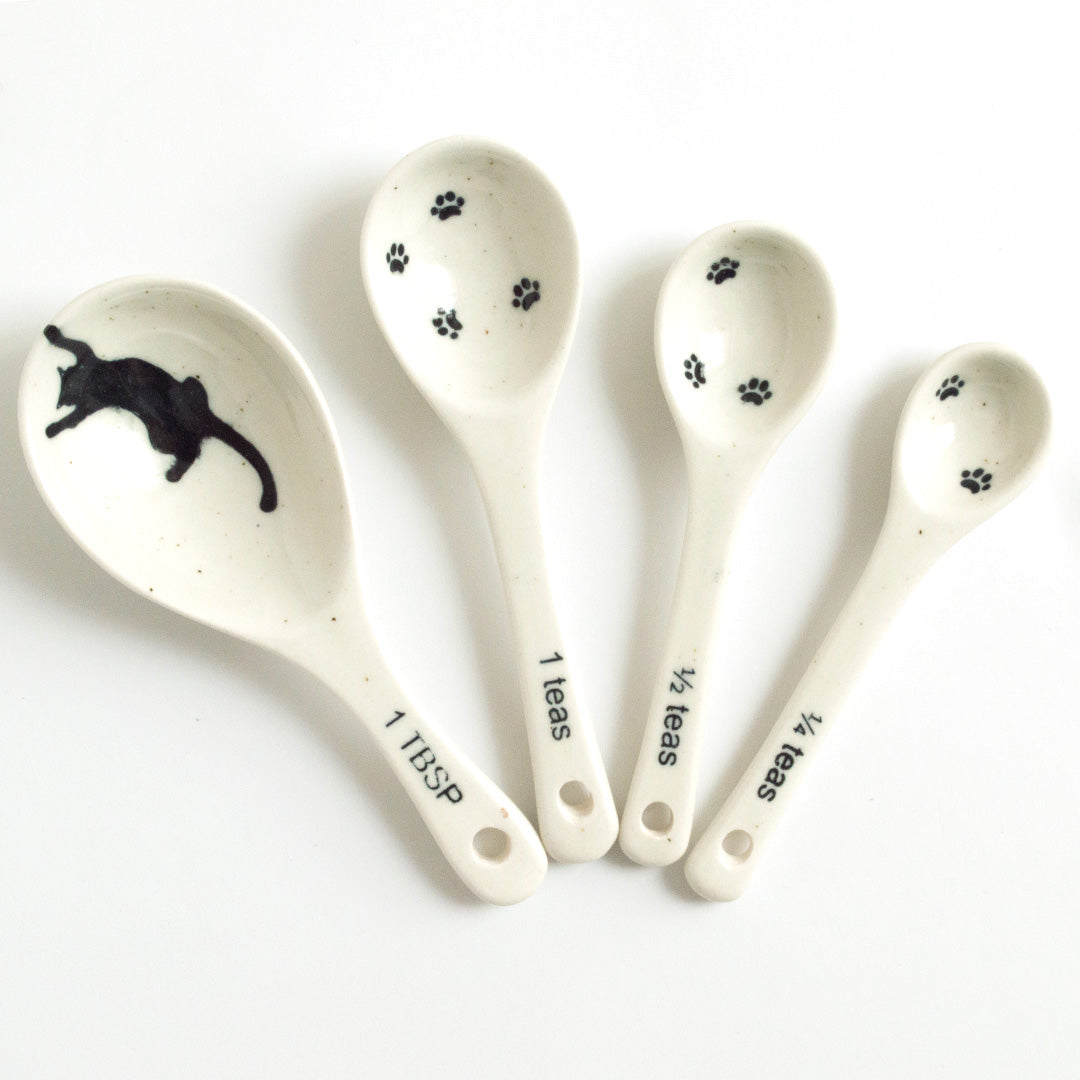 Hand-Painted Ceramic Kitty Measuring Spoons