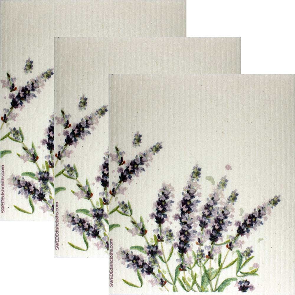 Swedish Dishcloth Set of 3 - Lavender Flowers