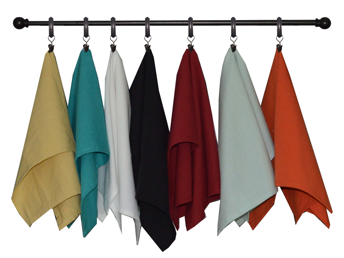 Dunroven House Flat Weave & Terry Kitchen Towel 20x28 Horizontal Grey Stripes W/Fringe Border