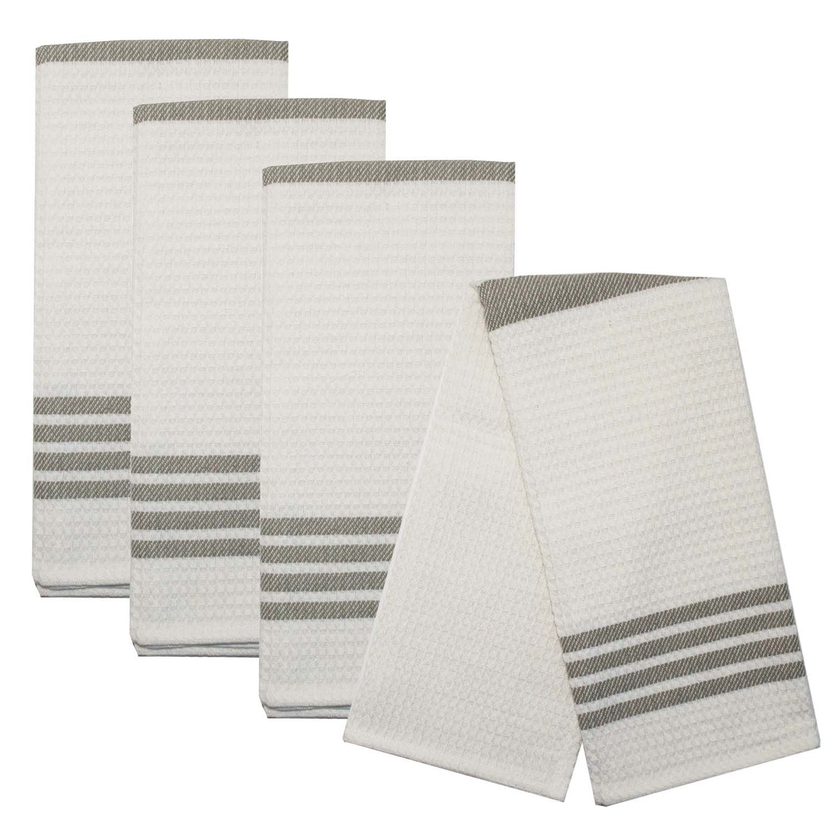 Baronne 3 Stripe Border Towel Set of 4 - Gray