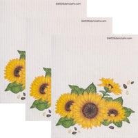 Swedish Dishcloth Set of 3 - Golden Sunflowers