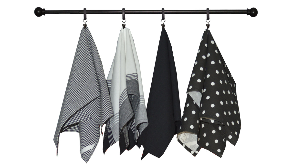 Variety Towel Set - Black and White Set of 4