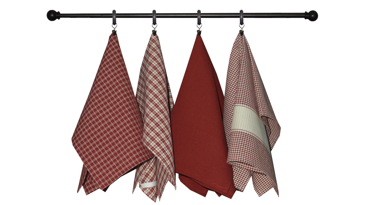 Variety Towel Set - Red and Cream Set of 4