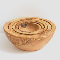 Olive Wood Nesting Bowls Set of 5